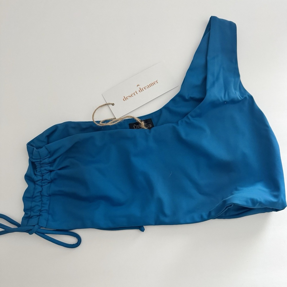 NWT Desert Dreamer Blue Asymmetric Cinch Bikini Top Women's Size Large  (L)